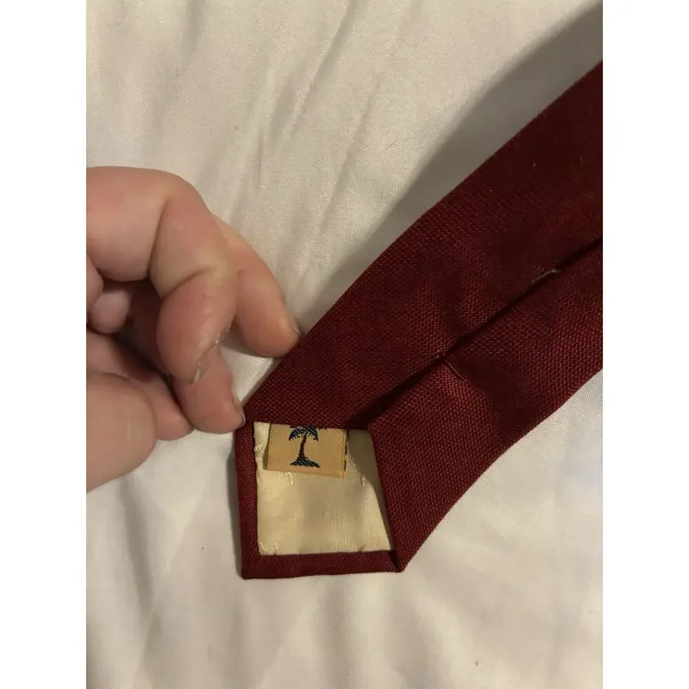 Vintage Off Island By Tommy Bahama Palm Tree Cranberry Tie Classic